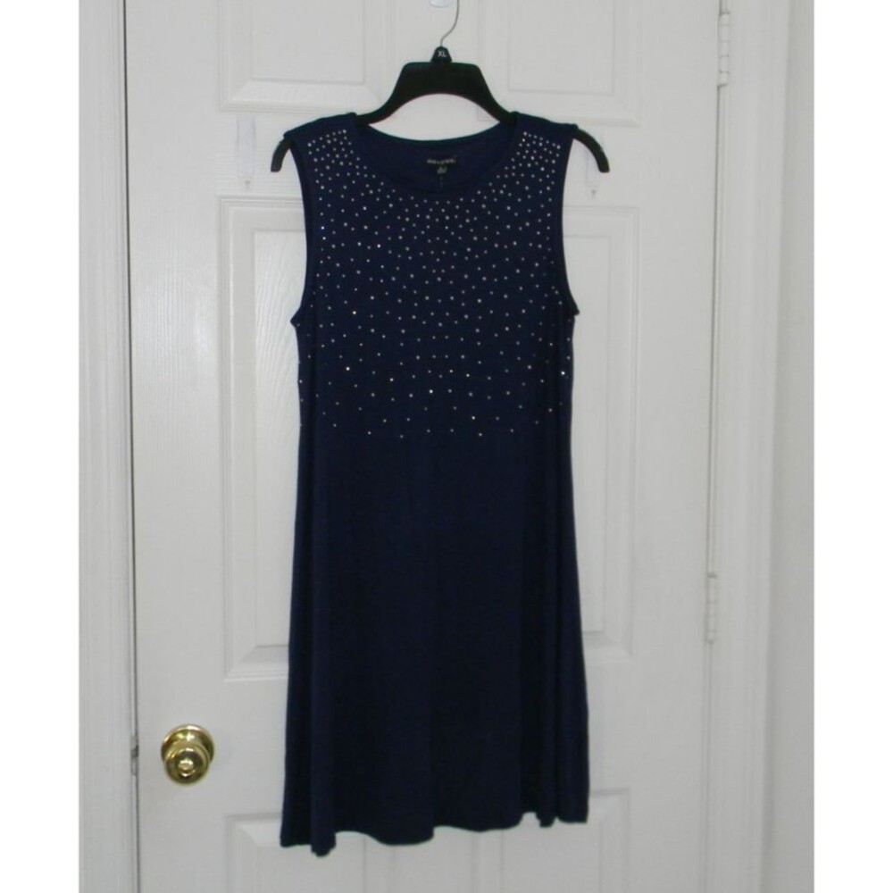 ava & grace Navy Blue Sleeveless Dress Lightweight Rhinestones Nautical NWT